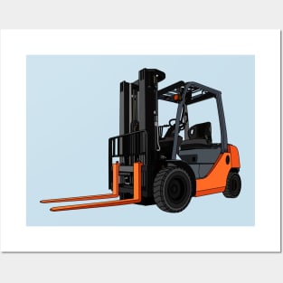 Forklift cartoon illustration Posters and Art